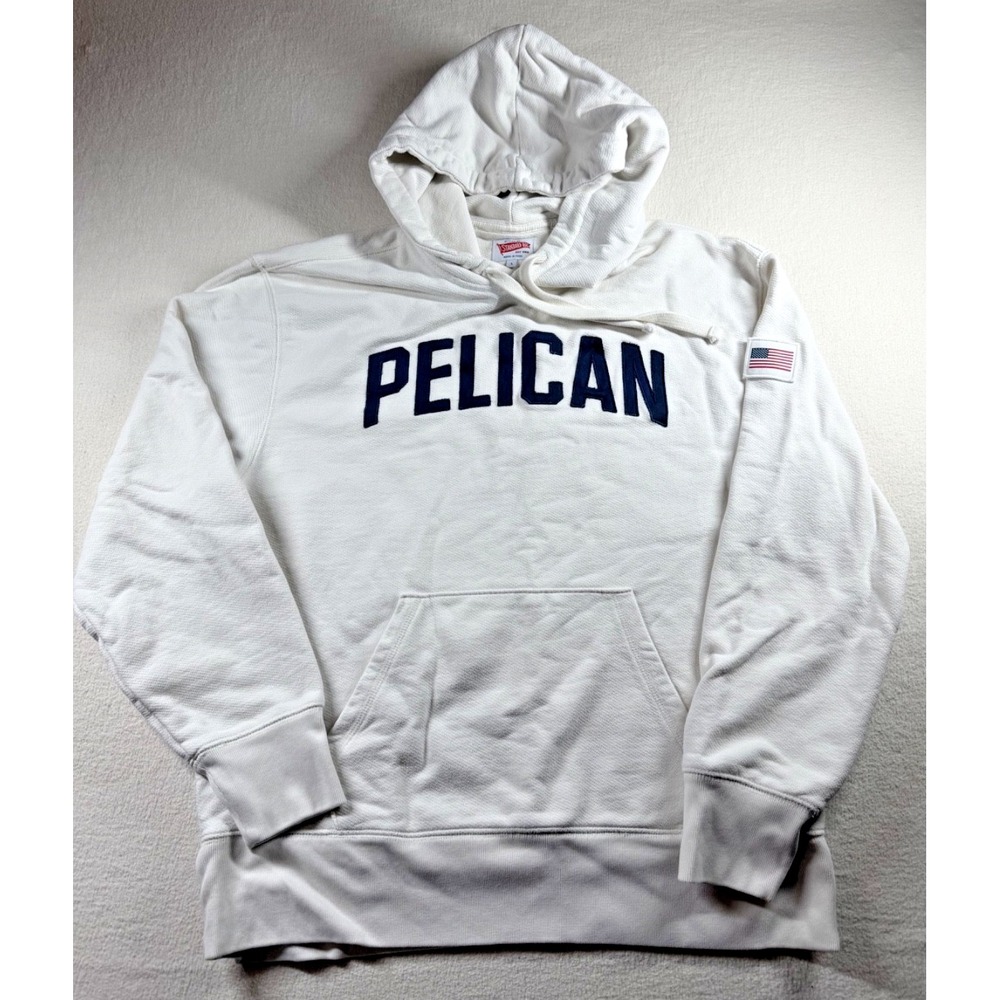 Standard Rec Pelican Hoodie Men L Peruvian Cotton French Terry Applique USA Flag